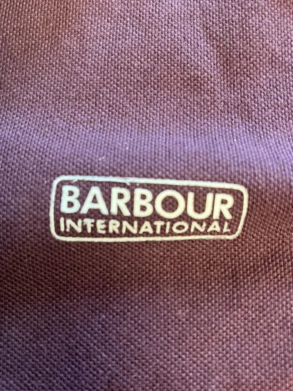 Barbour International Long Sleeve Polo Shirt Mens XL Burgundy Cotton Logo Button - Picture 3 of 5